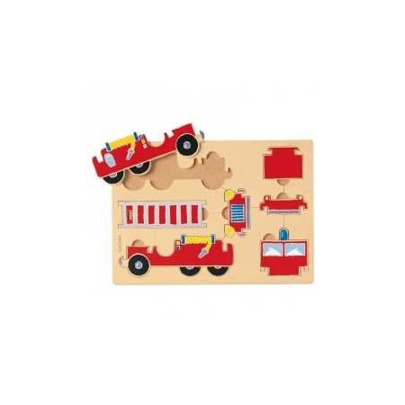 Puzzle jeep camion de pompier en bois 