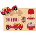 Puzzle jeep camion de pompier en bois 
