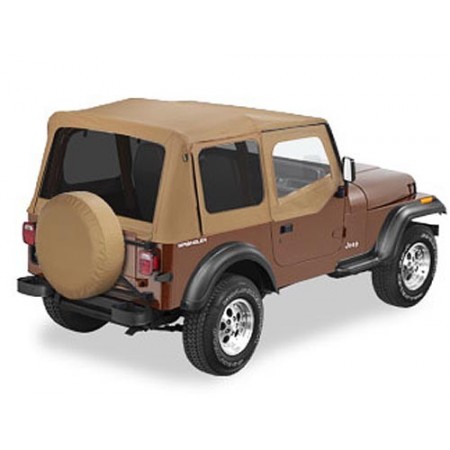 Bache soft-top de rechange, sans support, avec fenetres amovibles pour demi-portes fenetres teintees Couleurs: Spice, YJ, 
