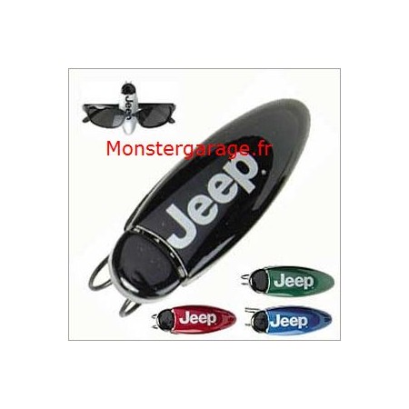 Clip porte lunette jeep vert pour pare soleil 