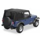 Bache soft-top de rechange, sans support, avec fenetres amovibles pour demi-portes fenetres teintees Couleurs: Black Denim, YJ, 