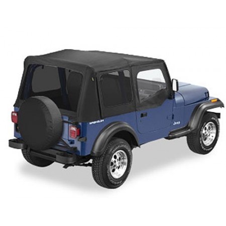 Bache soft-top de rechange, sans support, avec fenetres amovibles pour demi-portes fenetres teintees Couleurs: Black Denim, YJ, 