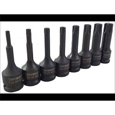 Jeu de 8 douilles a choc Torx 1/2" en acier special clef a choc 