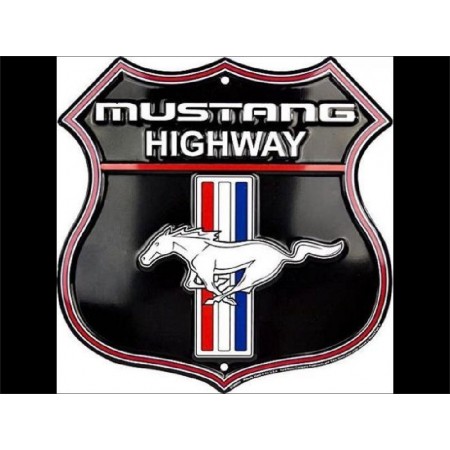 Plaque metal Mustang Highway 