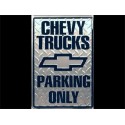 Plaque metal Chevy Trucks parking only 