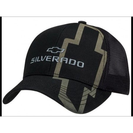 Casquette Chevrolet Silverado de couleur noire logo silverado gris