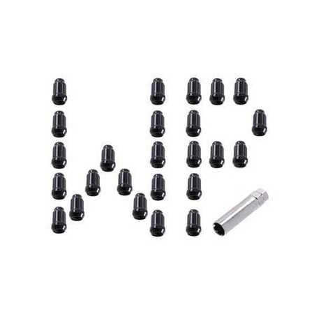 Ecrou de roue long noir 14 x 1.5 jeep JL lot de 25 avec clef