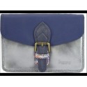 sac a main a bandouliere en cuir recycle gris argent et bleu 