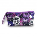 Trousse de maquillage tete de mort violette