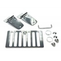 Kit de capot, acier inox comportant grille d aération arceaux d appui charnières de capot attache-capots, acier inox, TJ, 