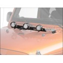 Barre de fixation de led JK sur capot Rugged ridge avec 5 led rond